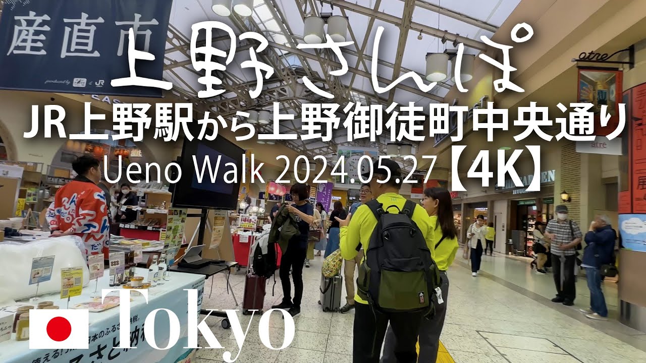 上野さんぽ JR上野駅から上野御徒町中央通り【4K】Ueno Walk 2024.05.27
