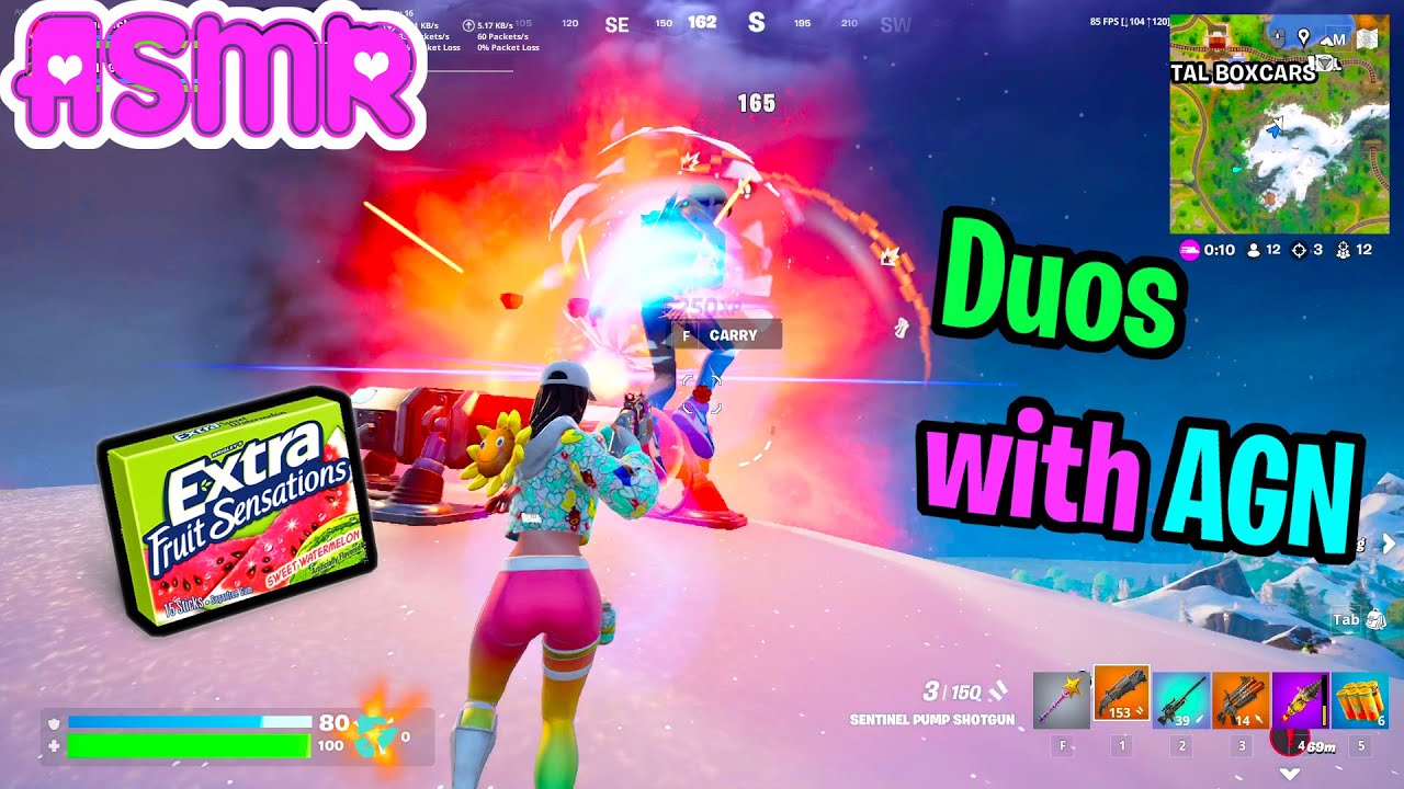 ASMR Gaming 🍀 Fortnite Duos with AGN Relaxing Gum Chewing + Controller Sounds Whispering 🎧
