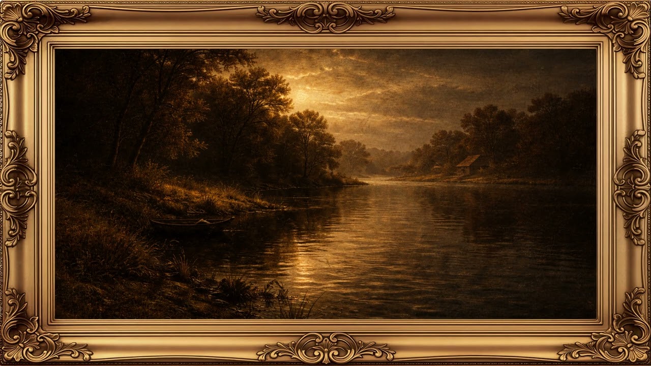 Calm River Landscape | Rembrandt Style Classical Oil Painting 4K Frame TV Art