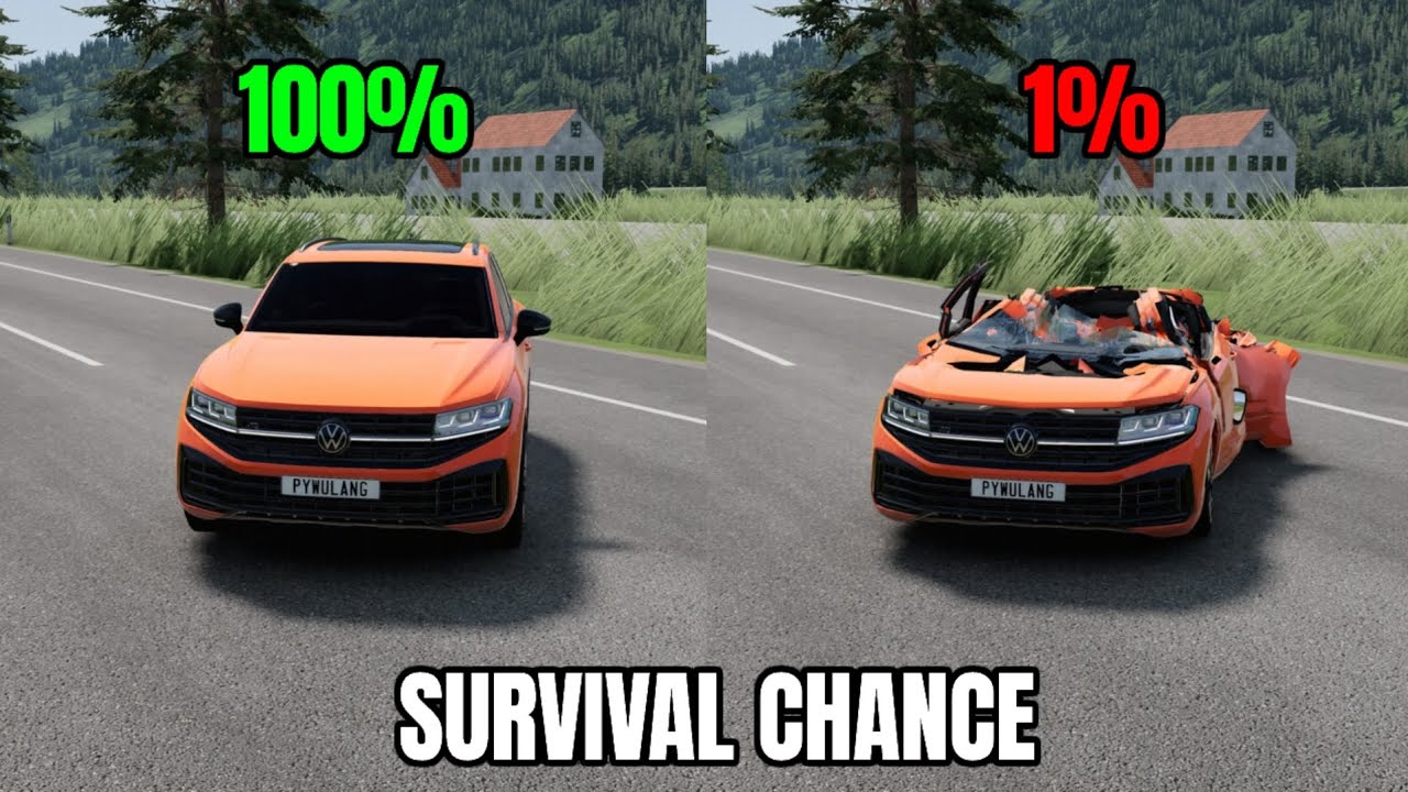 Realistic Survival Chance Crashes #22 - BeamNG Drive | PywulangBng