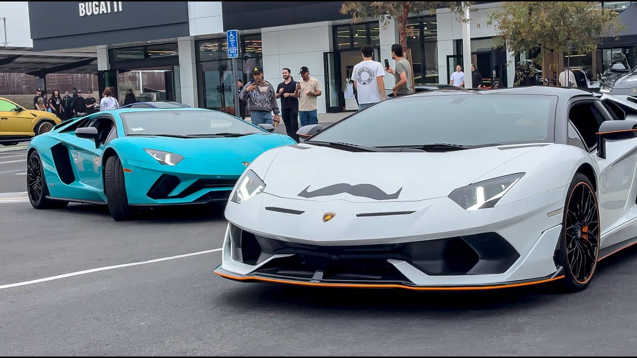 Supercars leaving show | Lamborghini Newport Beach - SVJ, Huracan Tecnica, Revuelto, EVO & more