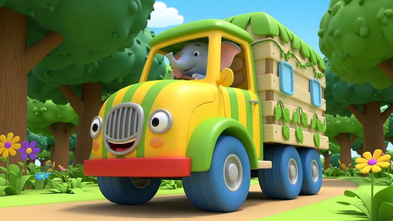 Wheels on the Elephant Truck 🐘🚚 | Fun Nursery Rhymes & Kids Songs for Toddlers 🎶👶