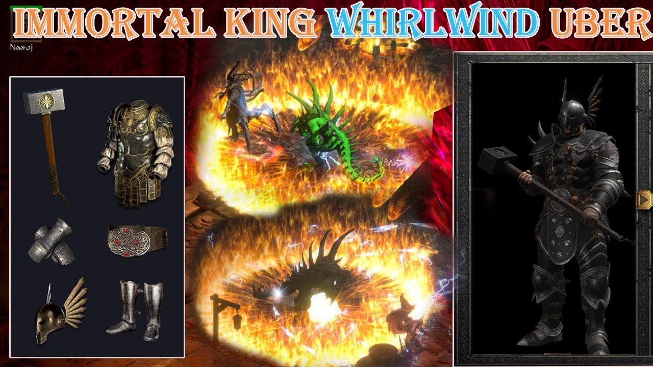 Diablo 2 Resurrected - Sets Immortal King's Whirlwind Barbarian Build Uber Tristram