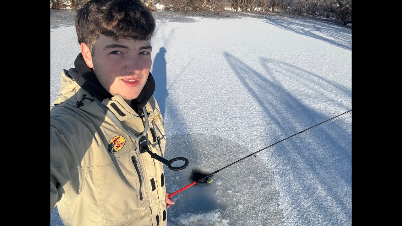 My first time ice Fishing ￼🥶❄️