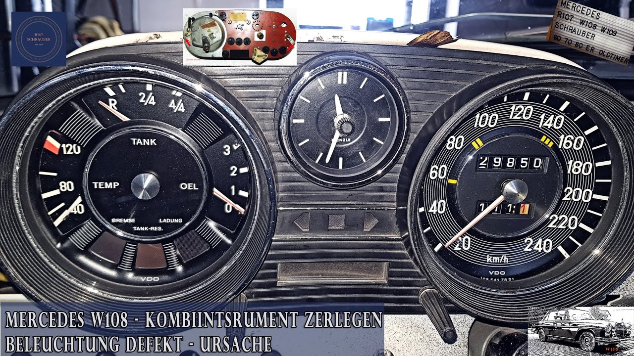 Mercedes W108 W109 Kombiinstrument - Beleuchtung der Anzeigen reparieren - KI zerlegen