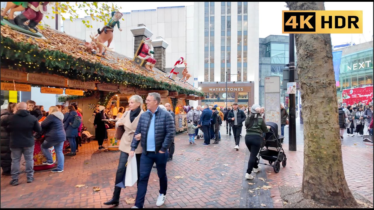 Birmingham Christmas Market | German Market Walking Tour 4K