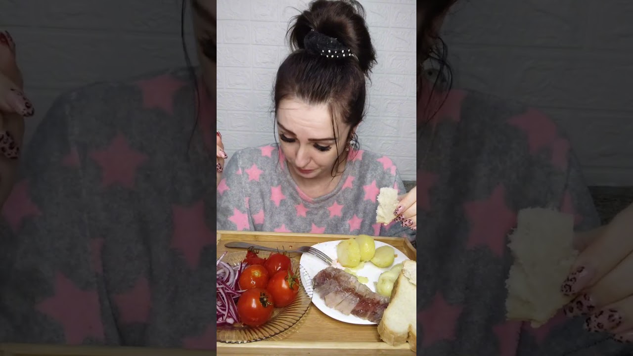 Мукбанг мундирки, селёдочка,лучек, соленья 