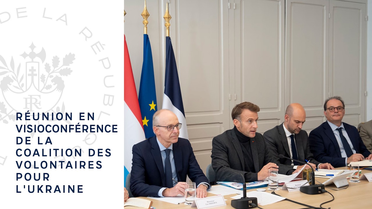 Réunion en visioconférence de la coalition des volontaires pour l'Ukraine.