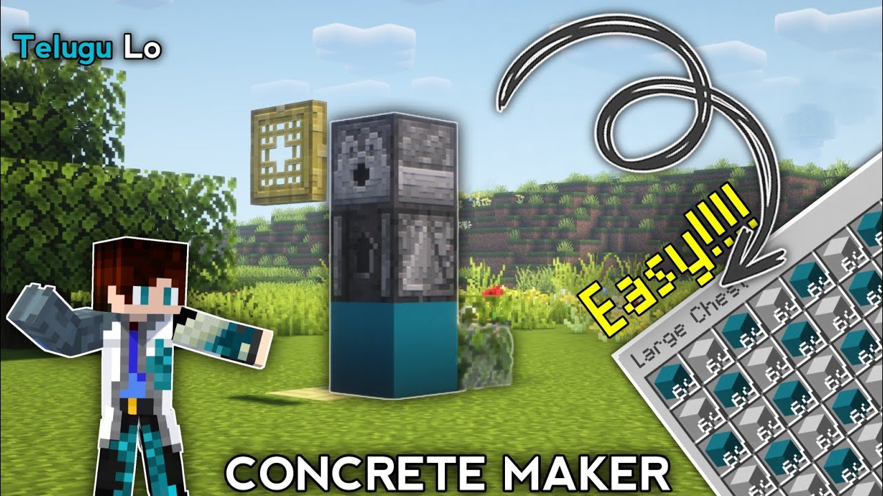 Minecraft Telugu: Easy Concrete Converter 🔥 | Beginner Friendly Build!