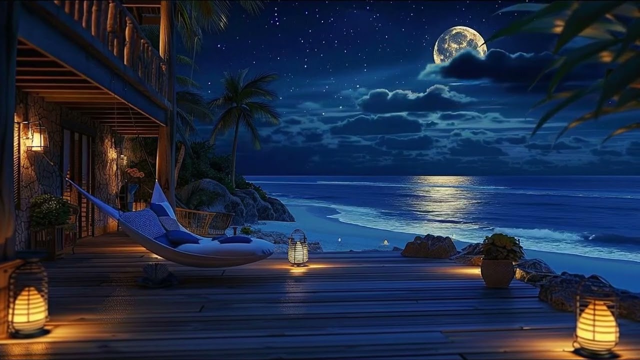 Relaxing Night Sea Waves 🌊 Soft Piano Ambience for Sleep, Meditation & Anxiety Relief