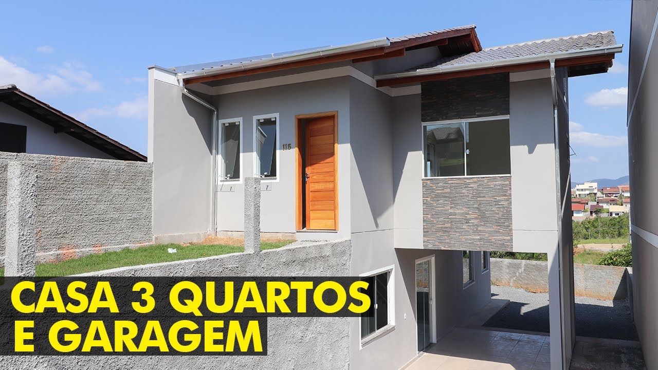 CASA MODERNA COM 102M² DE 2 PAVIMENTOS, 3 QUARTOS E GARAGEM COBERTA [PROJETO MODERNO]