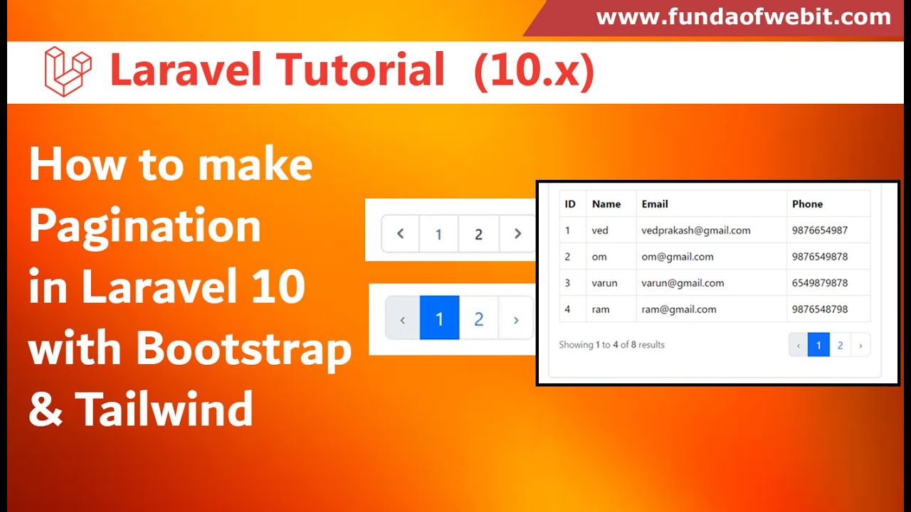 Laravel 10 - How to make pagination in Laravel 10 with Bootstrap & Tailwind step by step