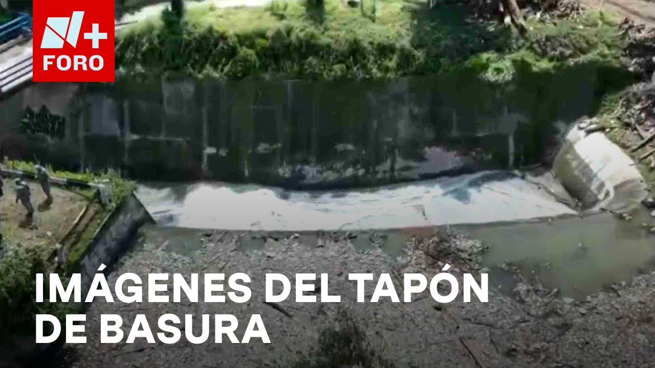Así se ve desde el aire el tapón de basura en la presa 'Los Cuartos', en Naucalpan - Las Noticias