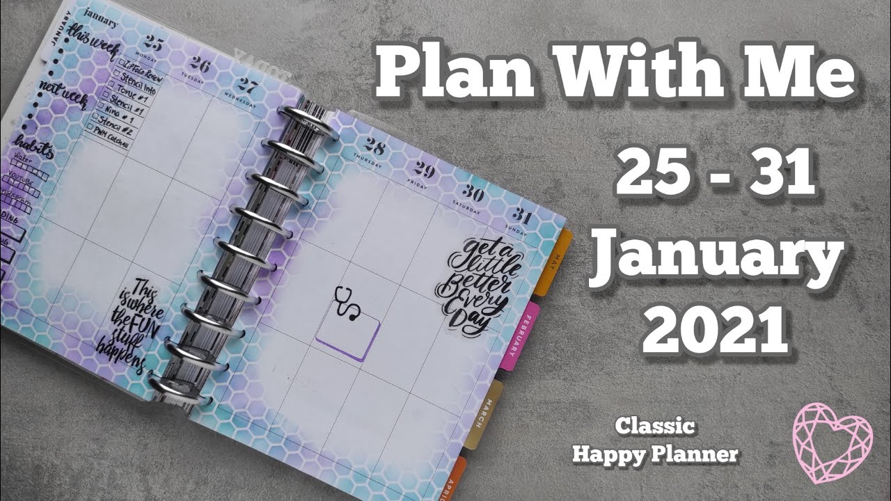 Plan With Me in my Classic Catch All Planner January 2021 | Stamping and using Stencils |