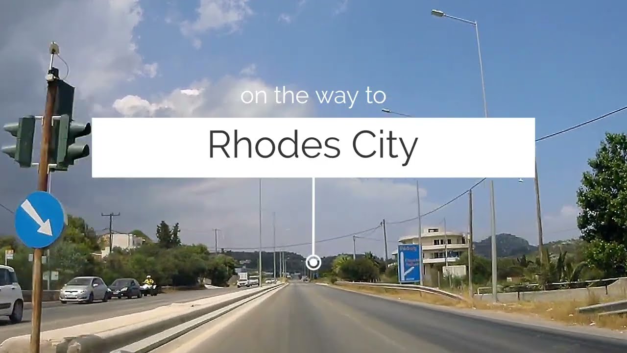 Driving to Rhodes City / Rhodos City / Walking in Old Town