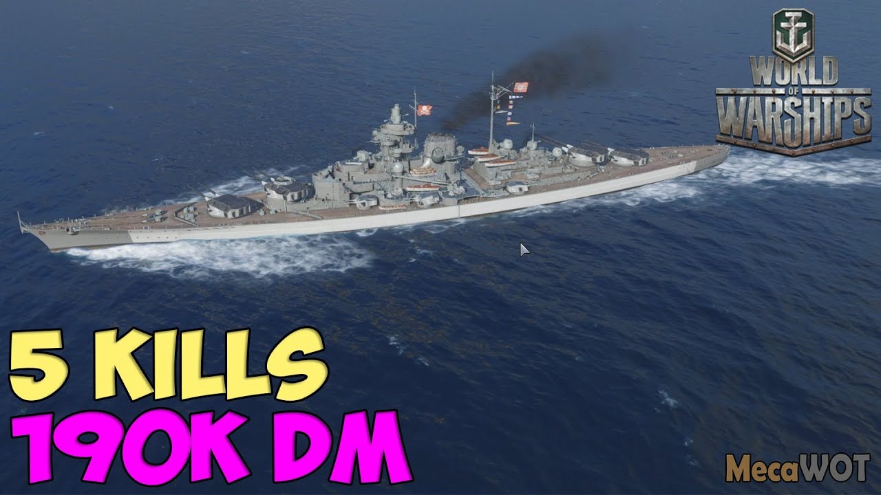 World of WarShips | Tirpitz | 5 KILLS | 190K Damage - Replay Gameplay 1080p 60 fps