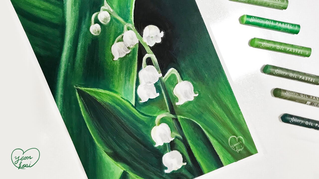 Drawing Lily of the Valley with Oil Pastels | 은방울꽃 오일파스텔 드로잉