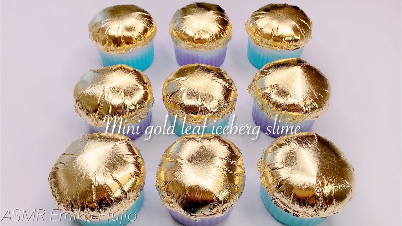 【ASMR】🏅ミニ金箔アイスバーグスライム🏅【音フェチ】작은 금박 빙산 슬라임 Mini gold leaf iceberg slime No talking ASMR