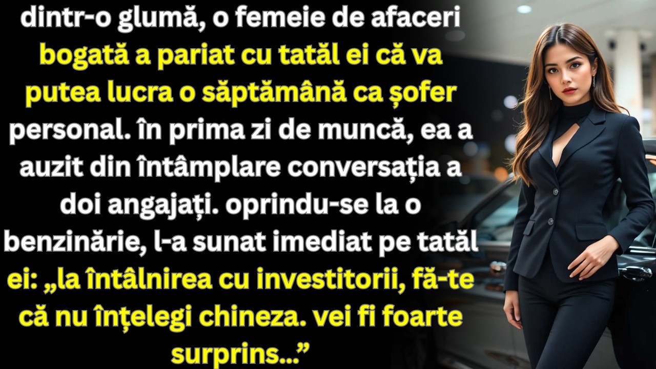 În glumă, o femeie de afaceri bogată a pariat cu tatăl că va lucra șofer o săptămână