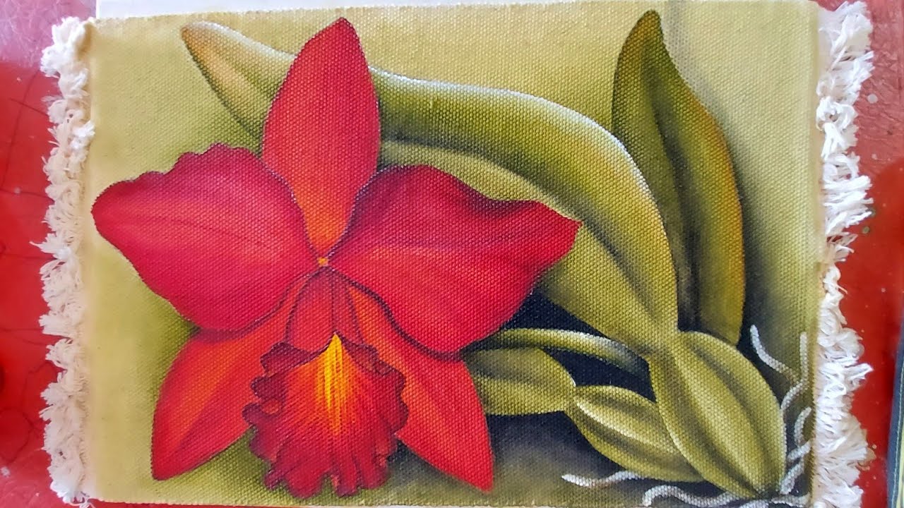 Pintura de orquídea vermelha