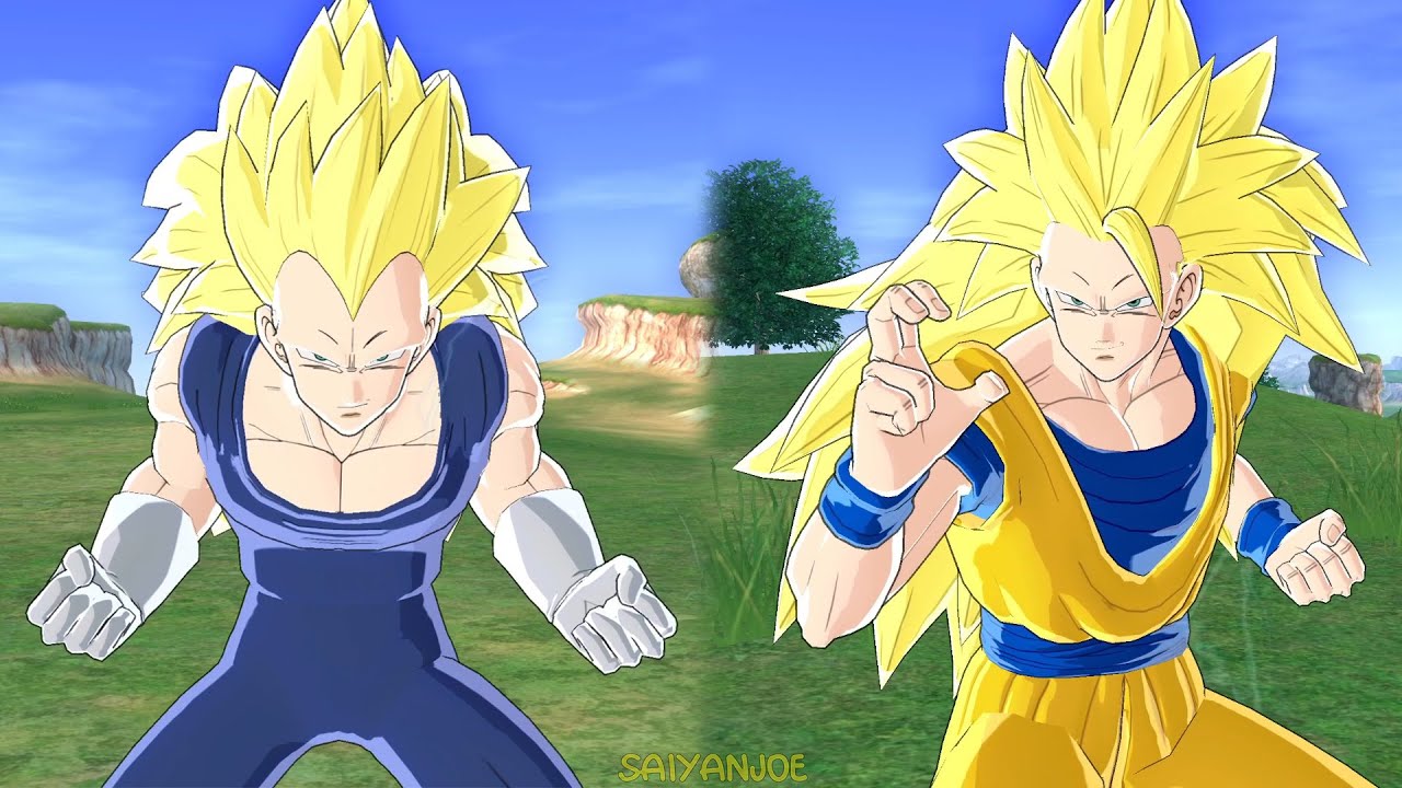 Vegeta Transforms into Super Saiyan 3 VS Goku & SSJ3 Broly | Dragon Ball Raging Blast