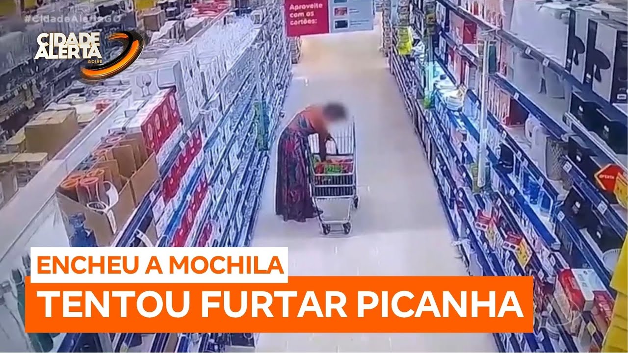 Mulher é presa após tentar furtar picanha e bebidas de supermercado em Goiânia