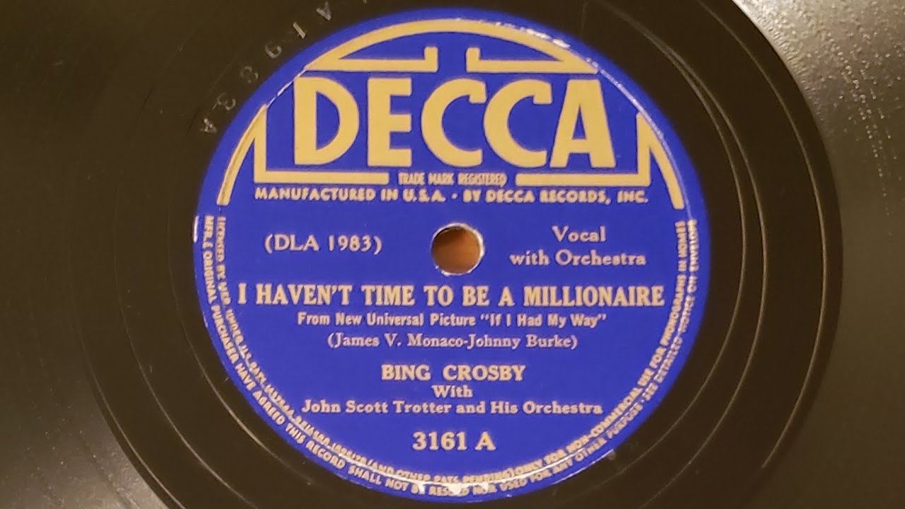 I Haven't Time To Be A Millionaire - Bing Crosby - 1940