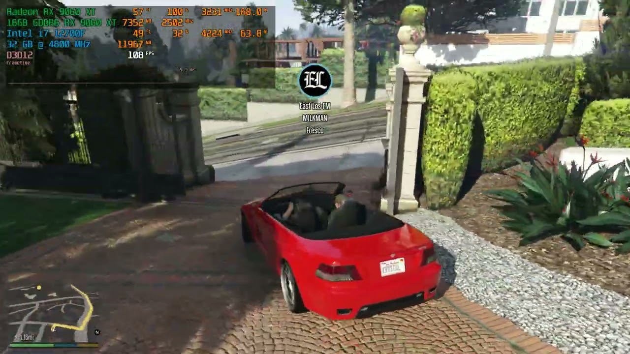 GTA V Enhanced - RX 9060 XT + i7 12700F | 1080P | Очень высокие настройки трассировки лучей