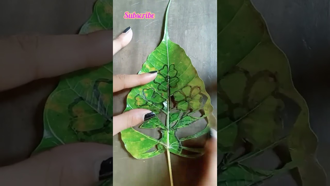 Flower Leaf Art. Leaf Carving Art. #shortvideo #shorts #leafcarving #flower