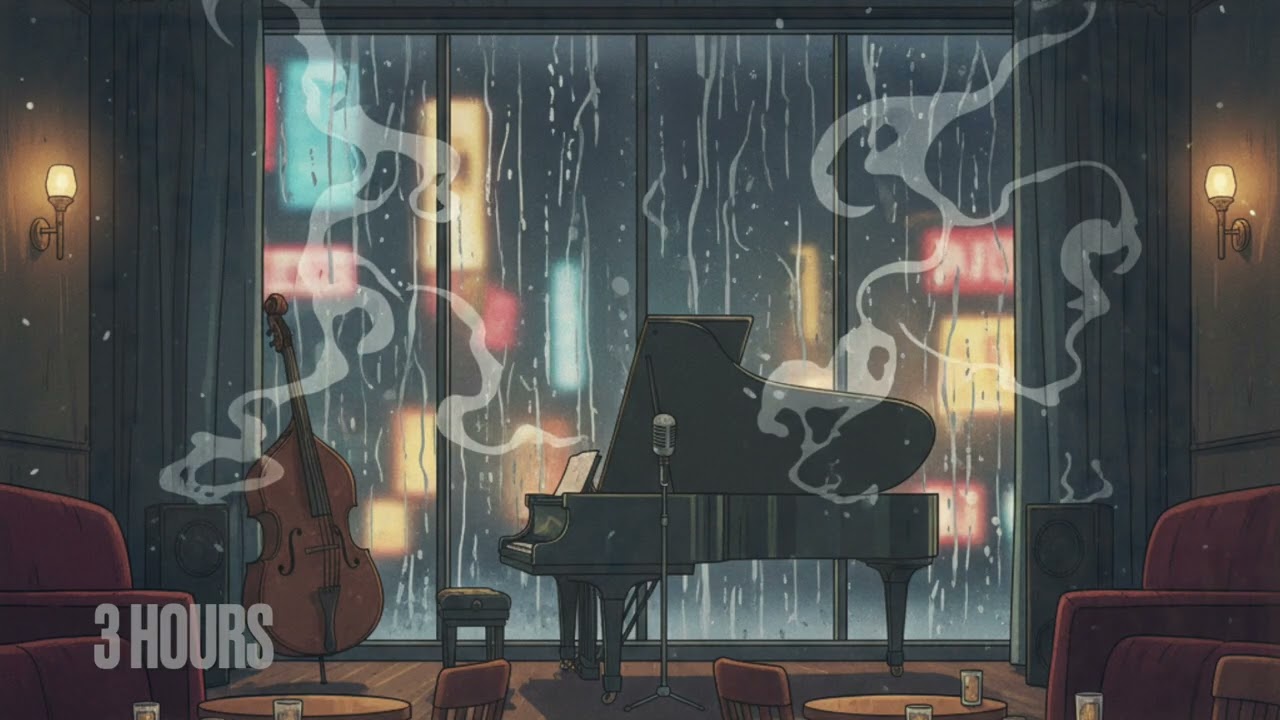 Smoky Jazz Club at Midnight 🌙 Noir Jazz Ambient ASMR | Rain, Vinyl Crackle, Late Night Mood