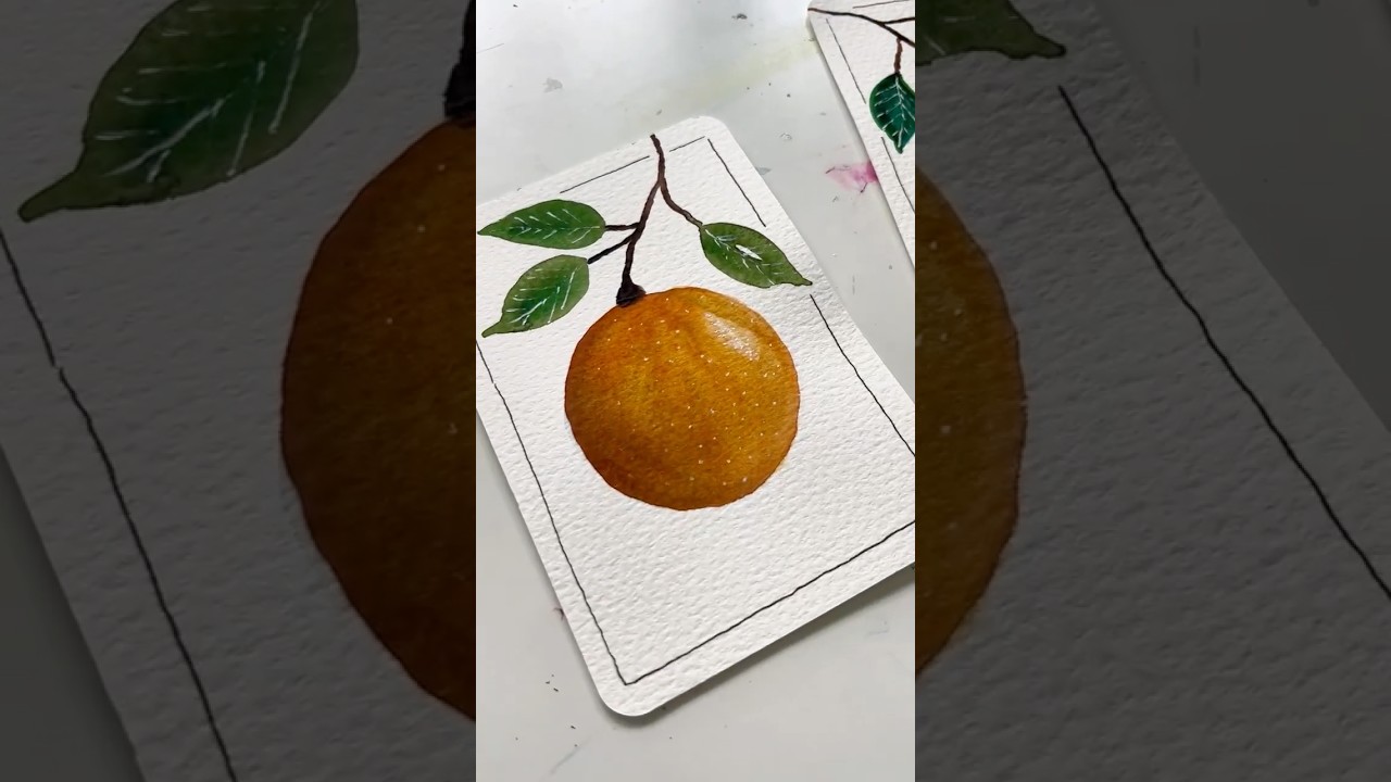 Рисуем апельсин акварелью