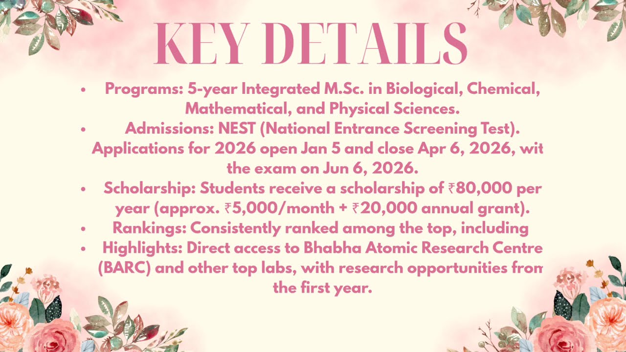#NEST 2026 exam #NISER admission 