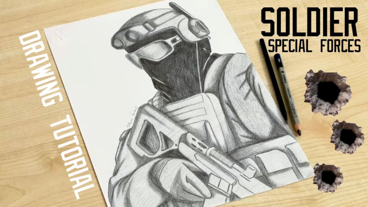 How to draw a special forces soldier / Drawing Soldier in mask