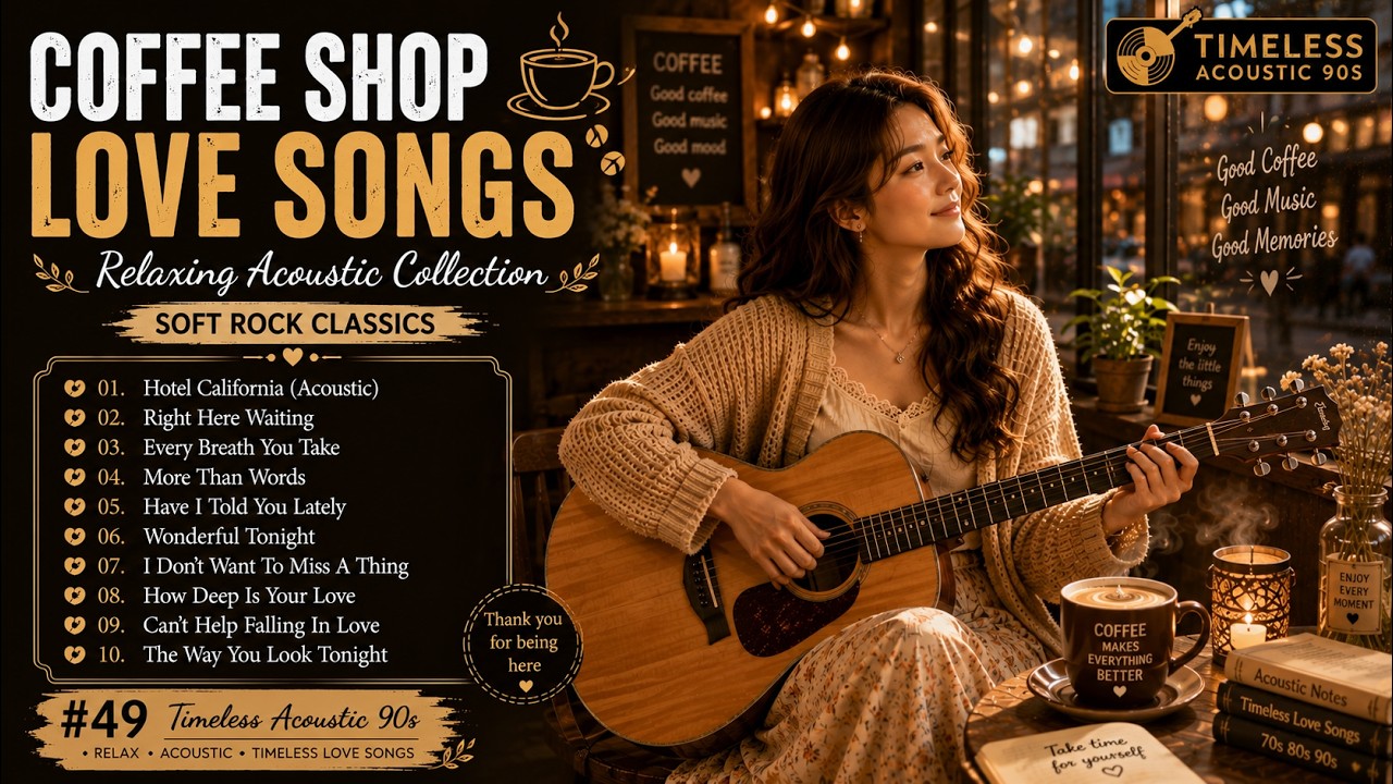 Coffee Shop Love Songs | Relaxing Acoustic 70s 80s 90s Collection