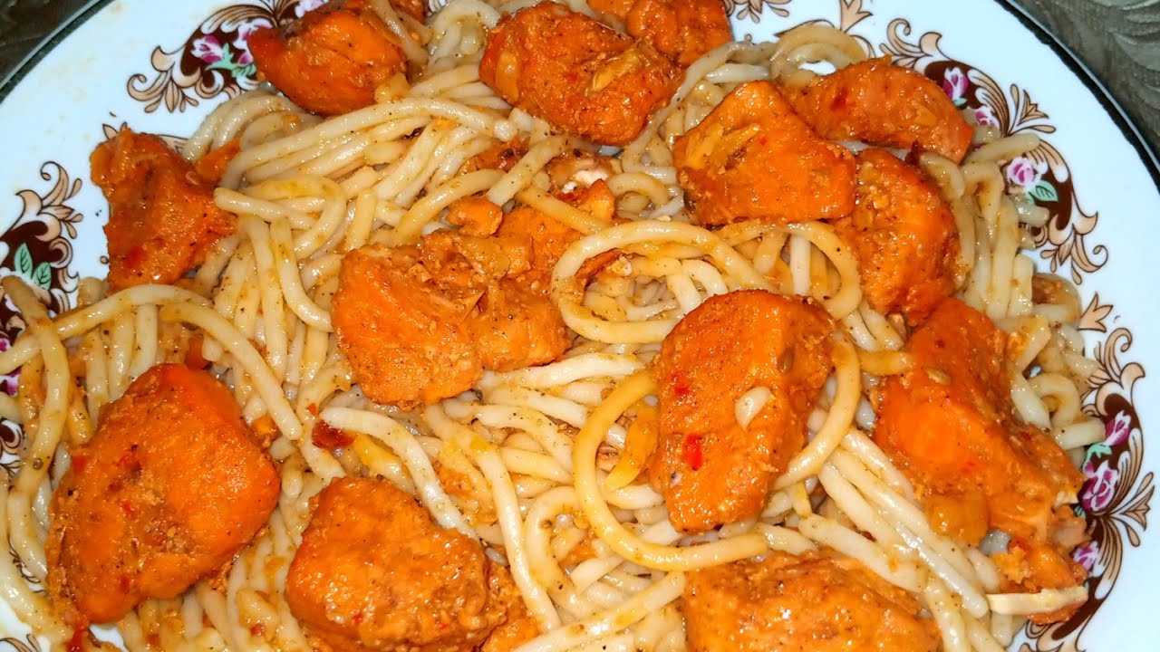 Chicken tikka chilli Spaghetti restaurant style/ Chicken spaghetti recipe by Real Taste
