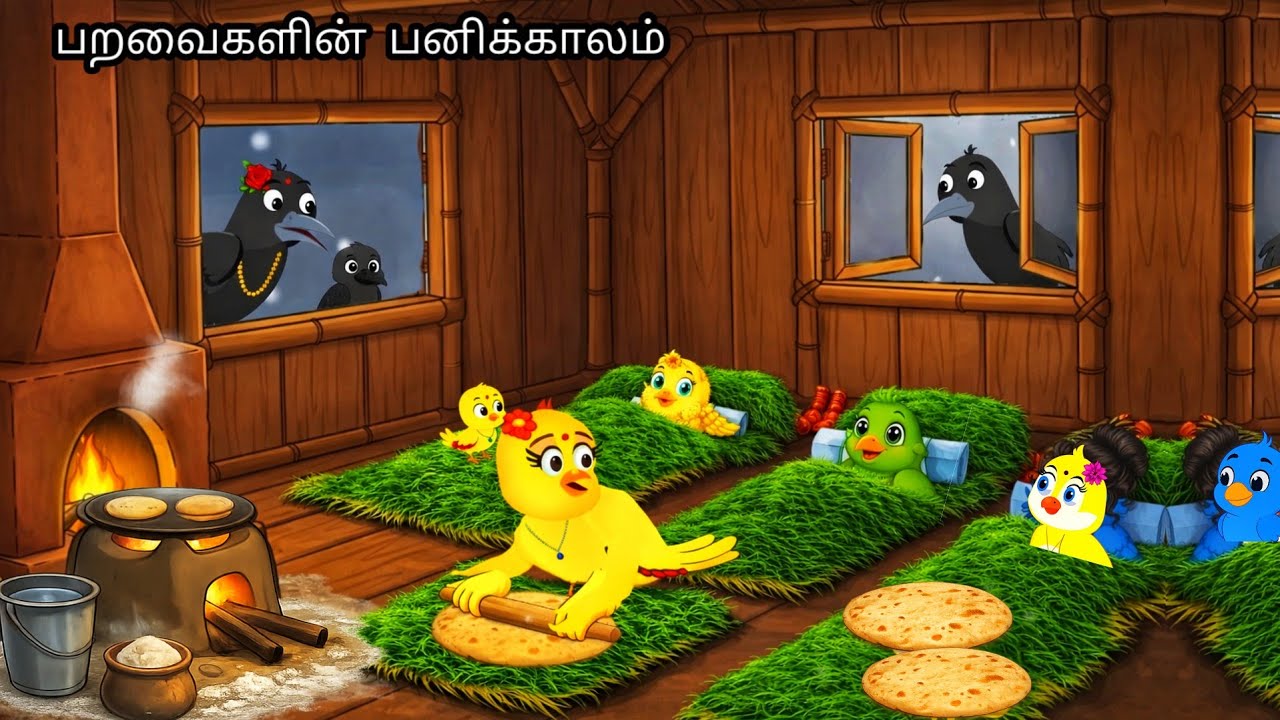 பறவைகளின் பனிக்காலம் /MORAL STORY IN TAMIL / VILLAGE BIRDS CARTOON