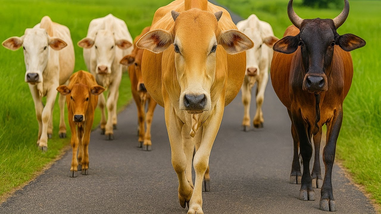 Suara sapi lembu Berjalan di lumpur memanggil kawan untuk pulang ke kandang - Bunyi sapi Lembu