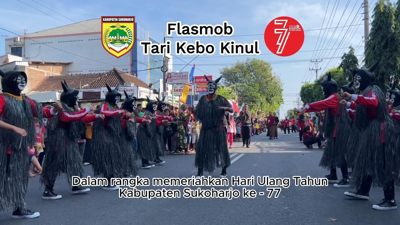SMP Negeri 1 Bulu Flashmob Tari Kebo Kinul Hari Ulang Tahun Kabupaten Sukoharjo ke 77