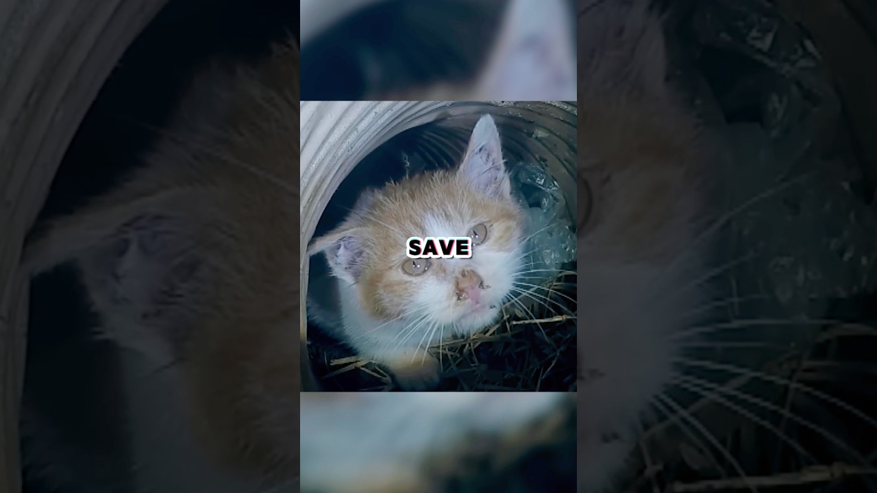 Helpless Kitten Trapped 5 Meters Down a Pipe  | Emotional Animal Rescue #cat #rescue #shorts