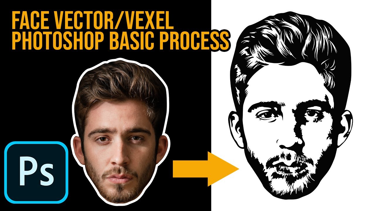 Men face vector /vexel tutorial with English subtitle