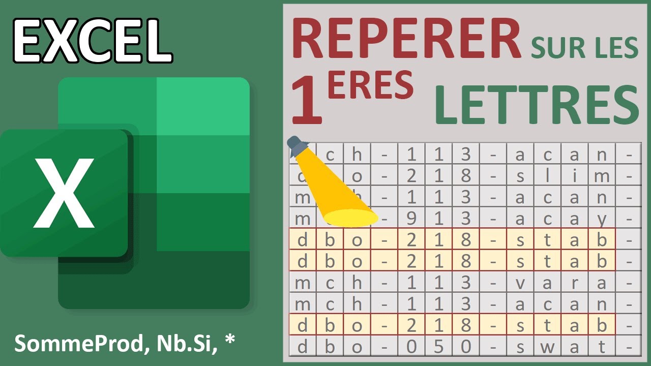 Repérer les cellules identiques sur les premières lettres