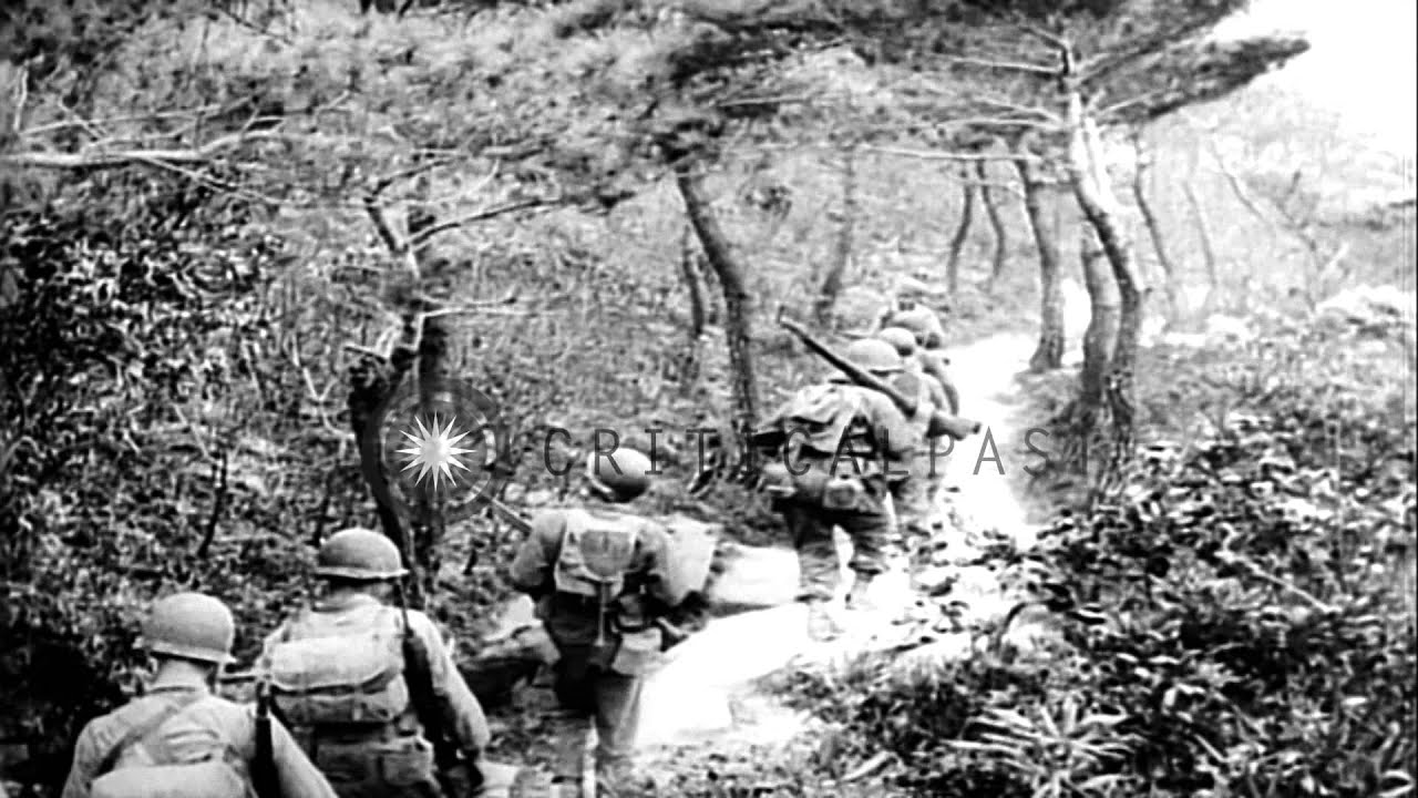 United States 10th Army invades Okinawa,Japan during World War 2 HD Stock Footage