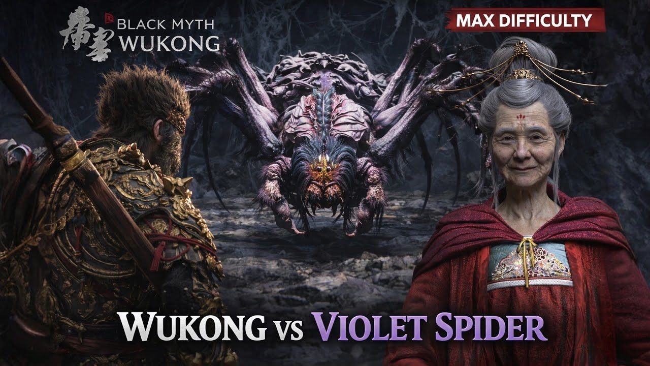 How to Defeat Violet Spider at Max Difficulty | Black Myth Wukong [No Commentary - PS5 - 4k60Fps ]