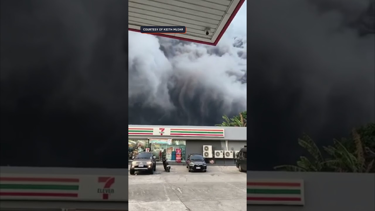 Mayon Volcano spews thick, dark ash cloud