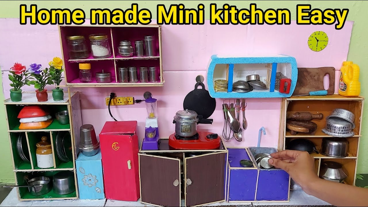 How to make Mini kitchen with cardboard/craft tamil