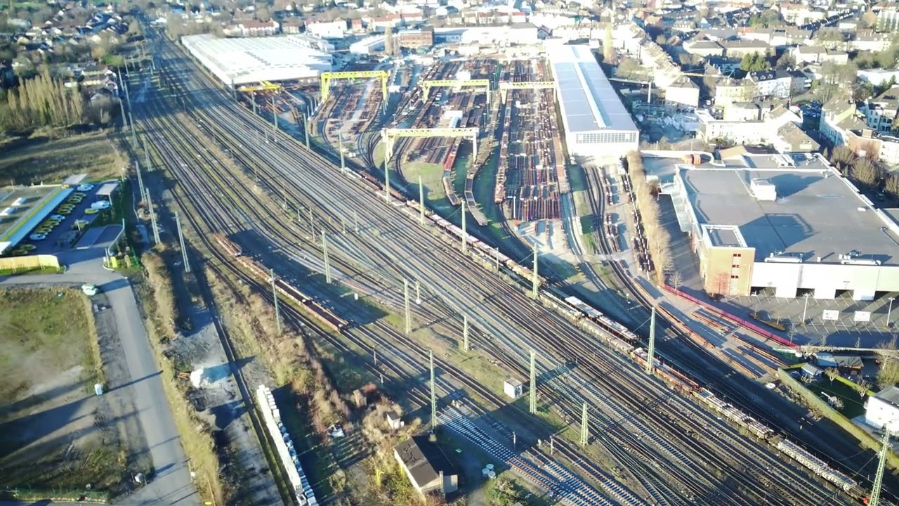 Drone flight above ruhr viaduct Witten, Germany・4K