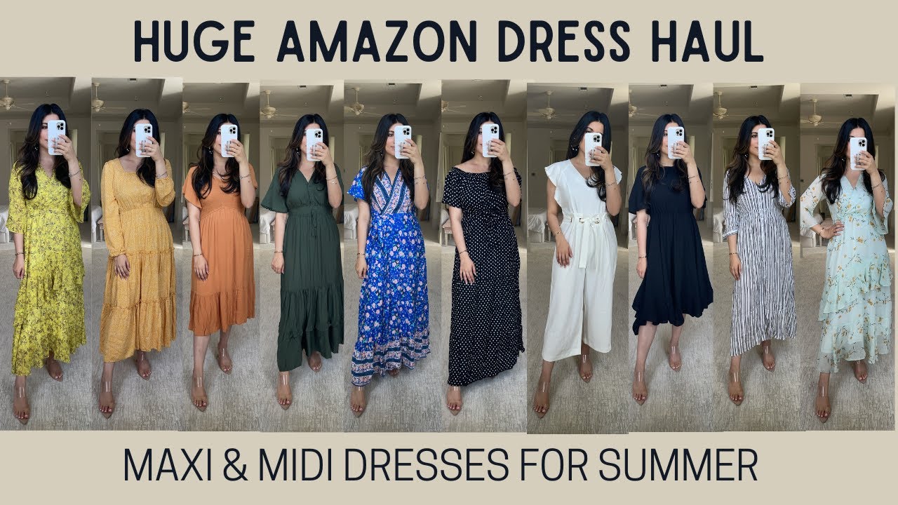 HUGE AMAZON DRESS HAUL 2021 | MIDI AND MAXI DRESSES FOR SPRING & SUMMER | AMAZON FASHION TRY-ON HAUL