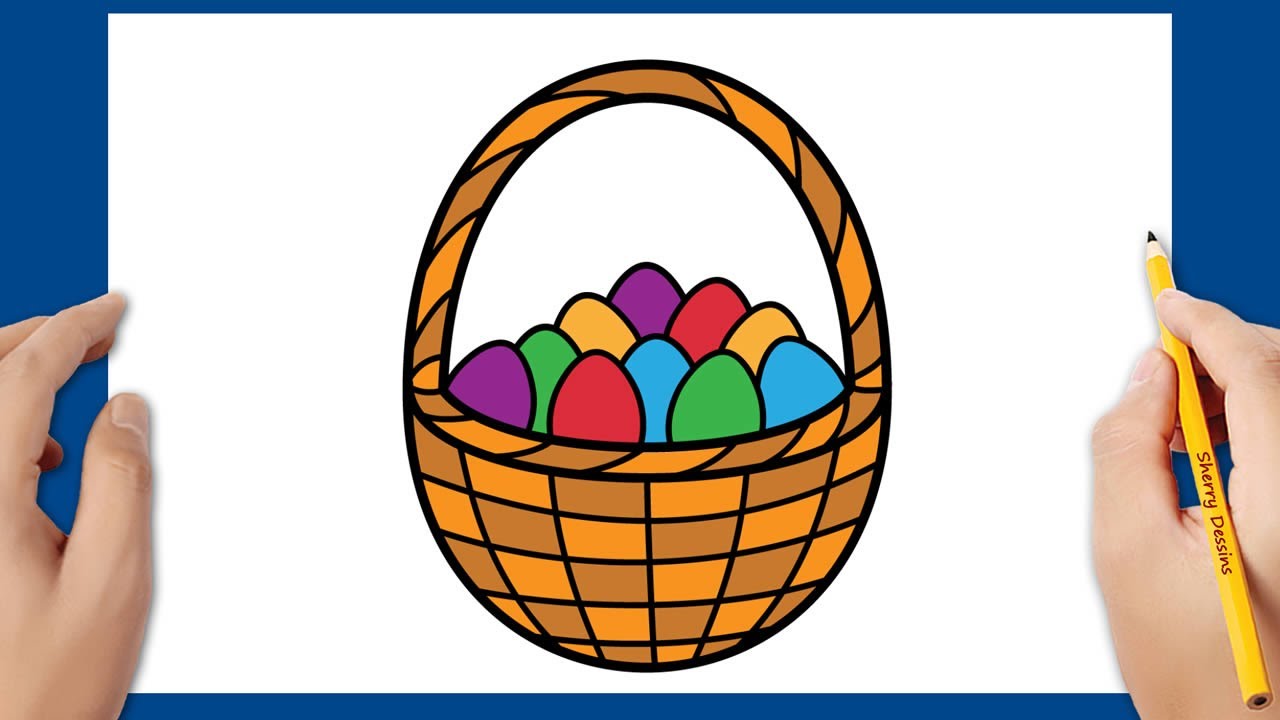Comment dessiner un panier de Pâques facile | Dessin de Pâques