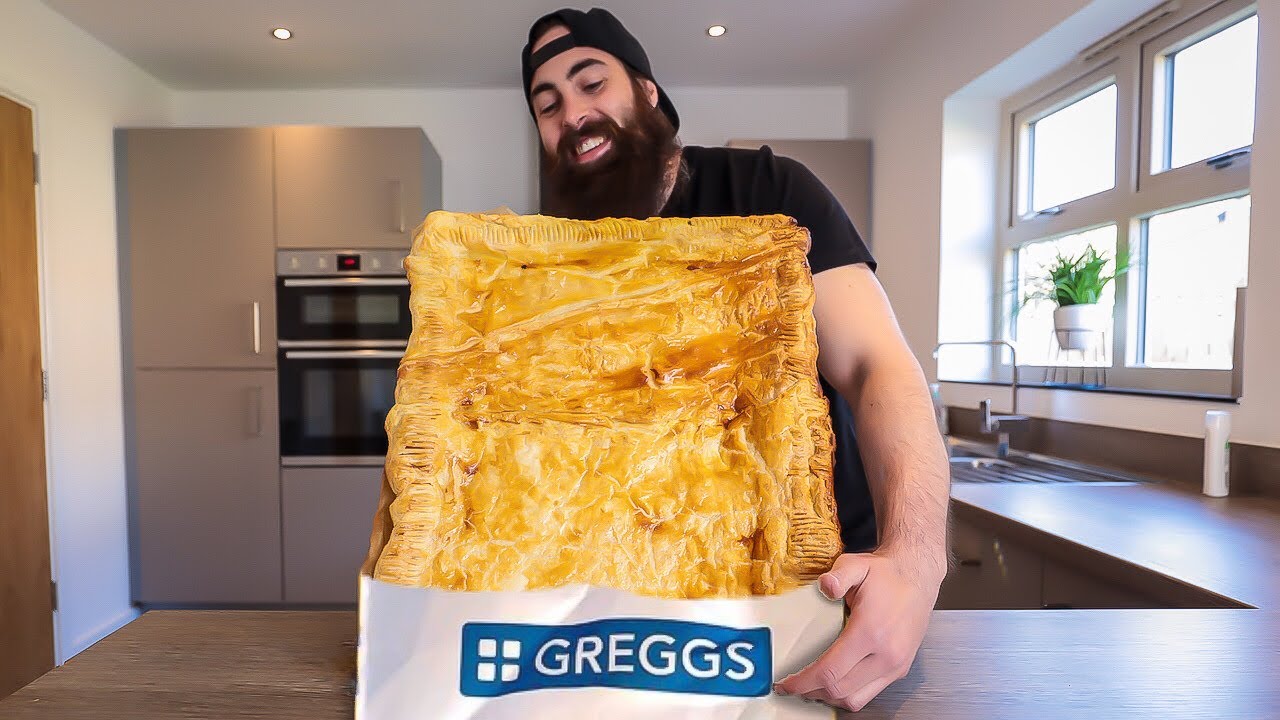 THE GIANT GREGGS SAUSAGE & BEAN MELT CHALLENGE | DIY 12,000 CALORIE MENU ITEM | BeardMeatsFood