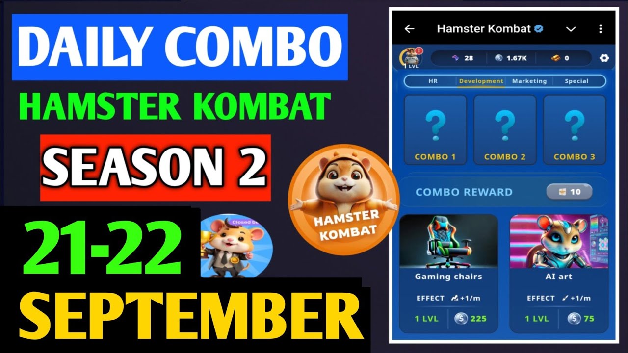Hamster Kombat Gamedev Daily Combo | Hamster Kombat Daily Combo | 21-22 September Hamster Combo